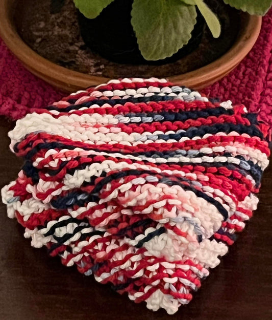 Americana Ombre 100% Cotton Hand Knit Dish Cloth