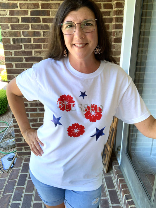 Blessed Patriotic Tee - Made in the Boutique - Medium Unisex