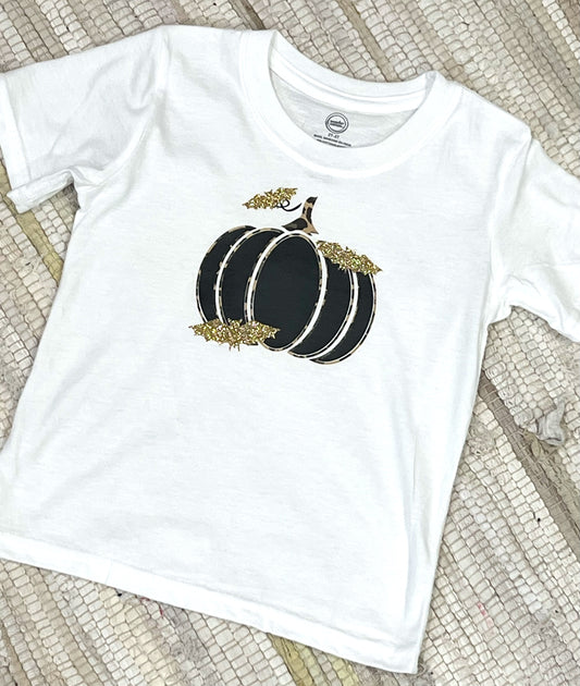 Custom Made Toddler Pumpkin & Shimmering Bats T-Shirt