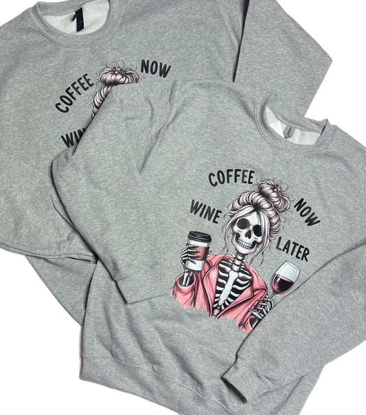 A.M. Coffee & P.M. Wine Sweatshirt Sister Set