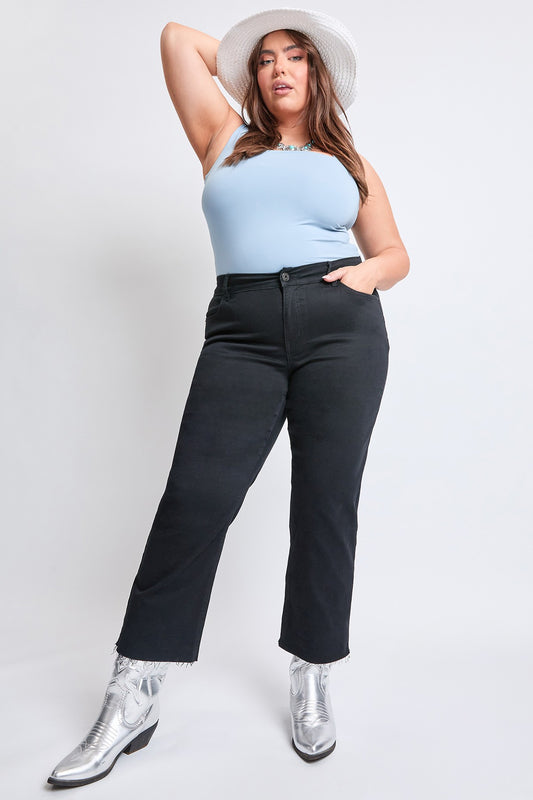 Black High-Rise Cropped Wide Leg Trouser