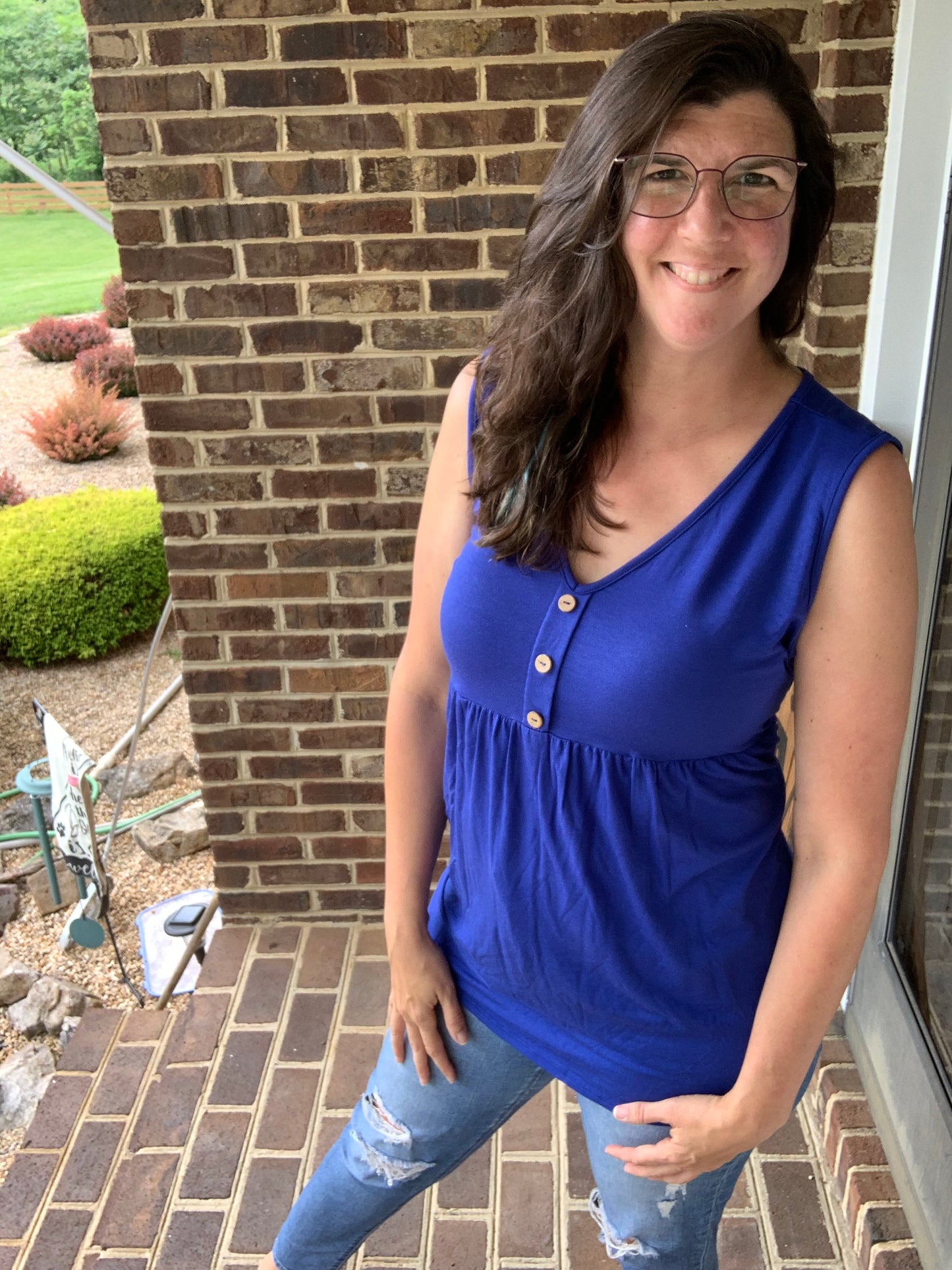 Royal Blue Babydoll Button Tank