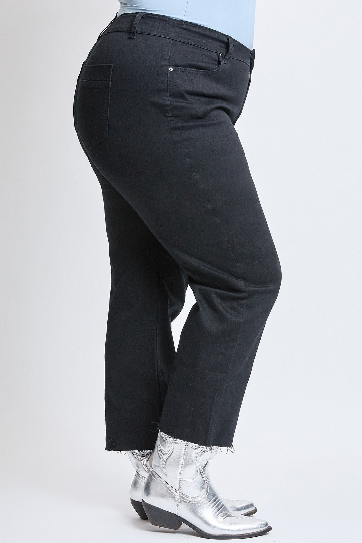 Black High-Rise Cropped Wide Leg Trouser